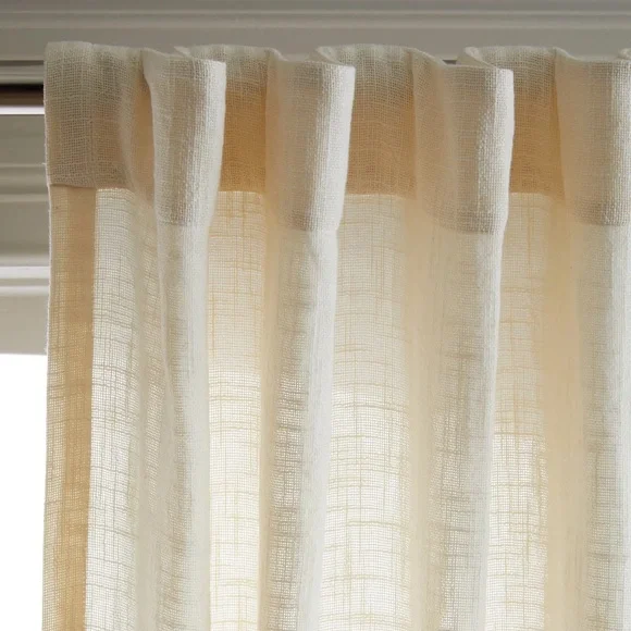 NWT QUINCE Set Of 4 48x108 Cotton Sheer Curtains Ivory 6767 - Picture 3 of 8